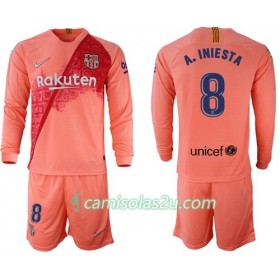 Camisolas de Futebol FC Barcelona A.Iniesta 8 Criança Equipamento 3ª 2018/19 Manga Comprida